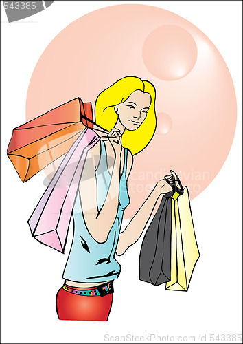 Image of shopping blond girl 