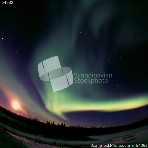 Image of Full Moon meets Aurora Borealis