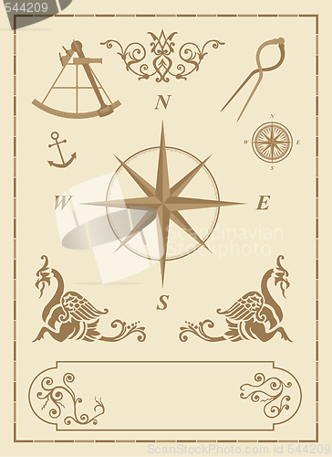 Image of set of old nautical symbols