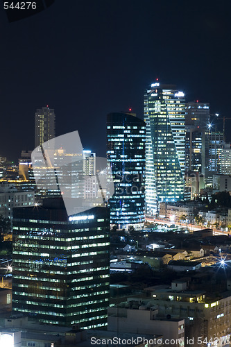 Image of The Tel aviv skyline - Night city 