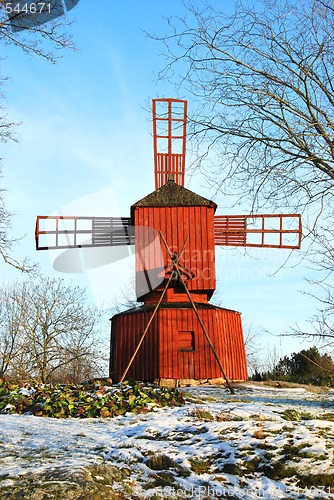 Image of Red Wooden Windmill