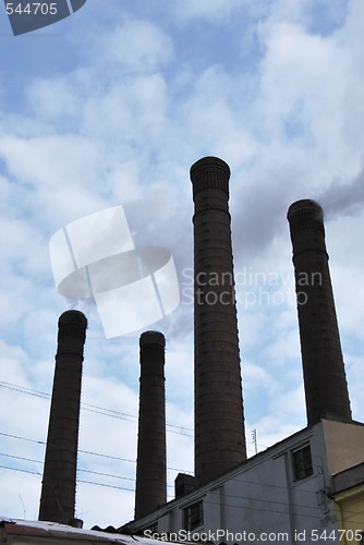 Image of Ancient Brick Chimneys of Power Station