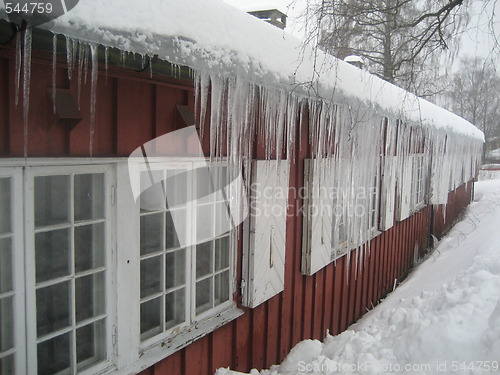 Image of Ice hanging from roof