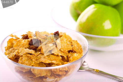 Image of cornflakes and green apples