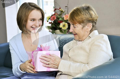 Image of Granddaughter visiting grandmother