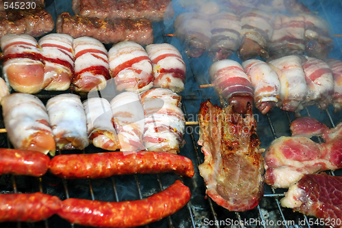 Image of Meat on barbecue