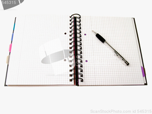 Image of Notebook and pen ready to write with copyspace