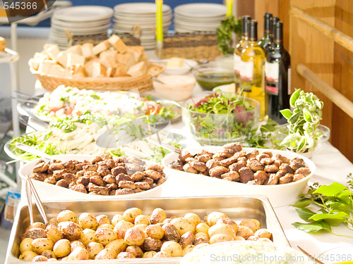 Image of Delicious food layout on a table