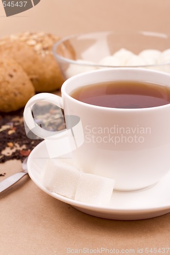 Image of tea, mozzarella and bread