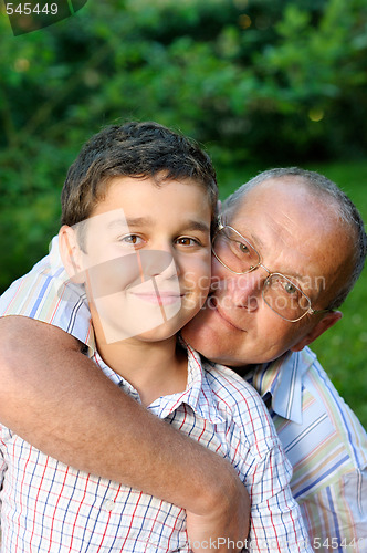 Image of Happy grandfather and kid