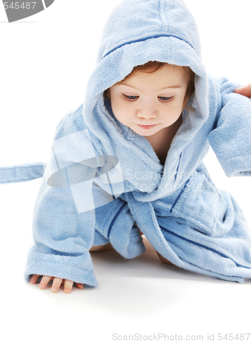 Image of baby boy in blue robe