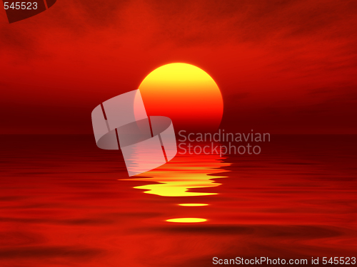 Image of ocean sunset red