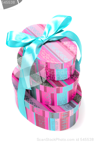 Image of pyramid of colorfull gift boxes