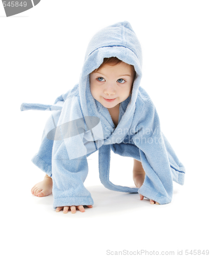 Image of baby boy in blue robe