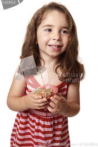 Image of Smiling girl with doughnut