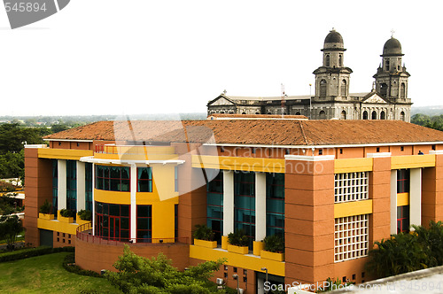 Image of Presidential office la casa de los pueblos and old cathedral man