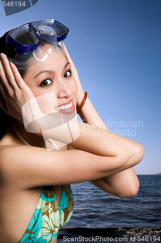 Image of Asian bikini woman at the beach