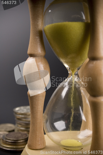 Image of sand clock and coin