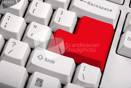 Image of Keyboard  with a big red button