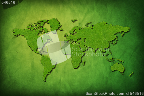 Image of Global map with grass texture 