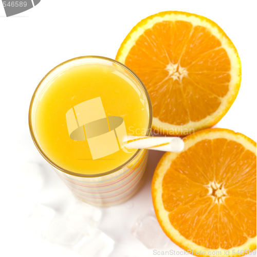 Image of oranges, ice and juice