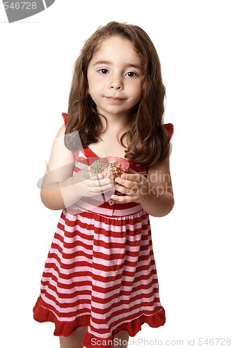 Image of Beautiful  girl with sweet doughnut