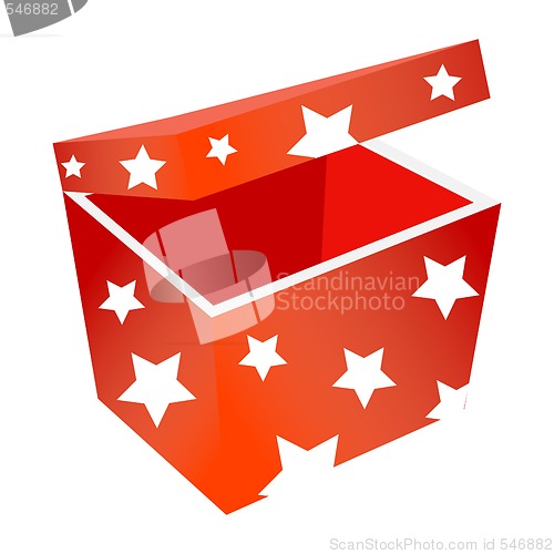 Image of Red gift box with stars