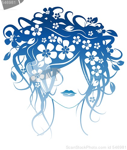 Image of Beautiful girl with flowers in hair