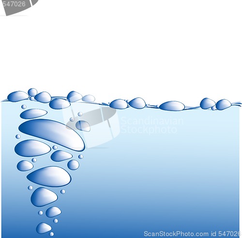 Image of Blue water with bubbles vector illustration