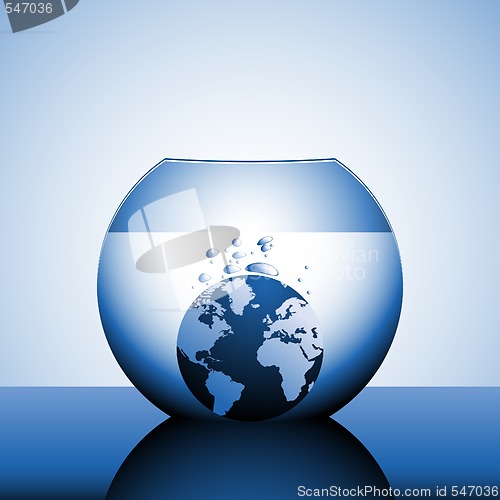 Image of A globe sinking in water