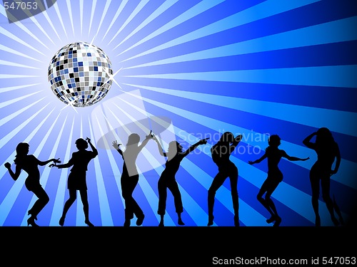 Image of silhouettes of people dancing on the dancefloor