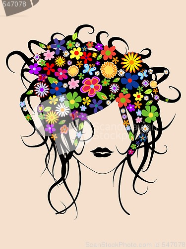 Image of Beautiful girl with flowers in hair