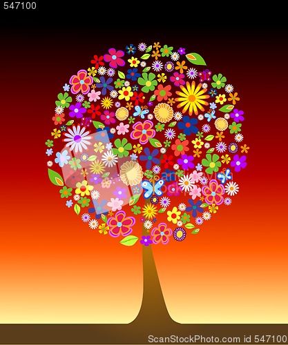 Image of Colorful tree with flowers