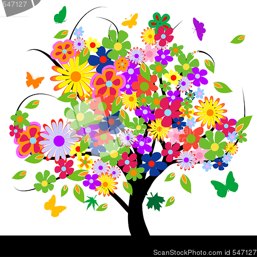 Image of Abstract tree with flowers