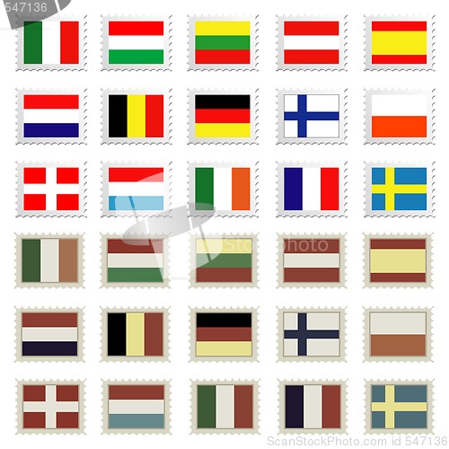 Image of flag stamps set , easily editable vector illustration