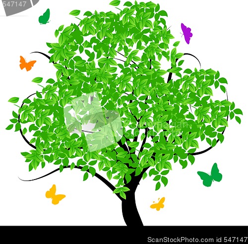 Image of Abstract tree with green leaves