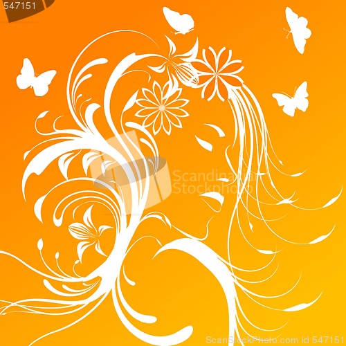 Image of Beautiful girl with flowers in hair 