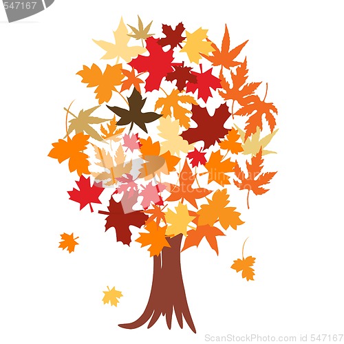 Image of Abstract tree with autumn leaves