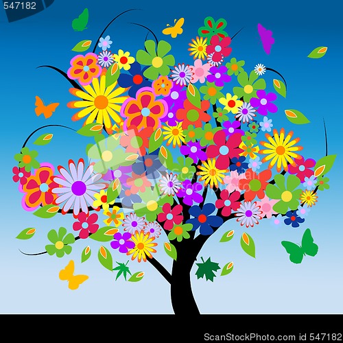 Image of Abstract tree with flowers
