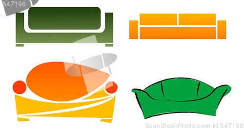 Image of Four different abstract stylized sofa