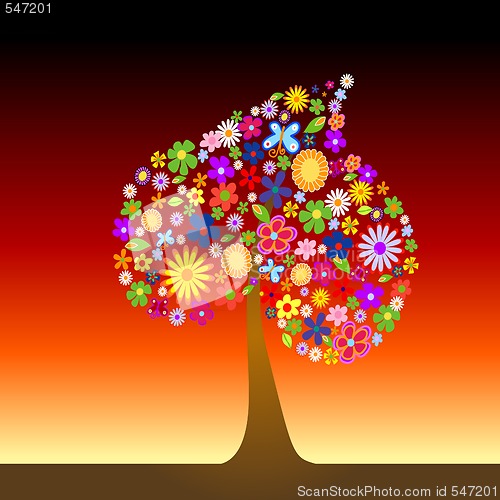 Image of Colorful tree with flowers
