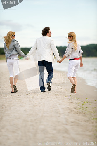 Image of Friends walking on the beach