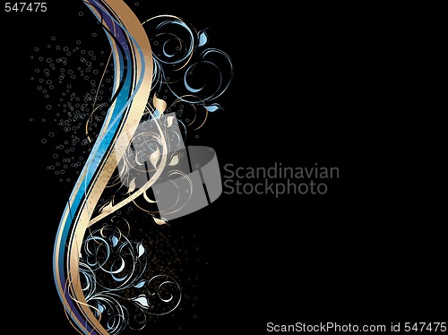 Image of Abstract waves with floral ornament