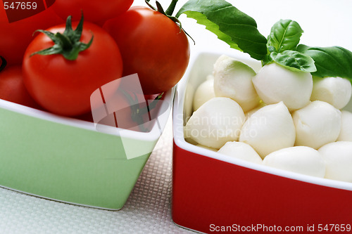 Image of mozzarella and cherry tomatoes