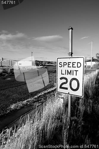 Image of speed limit in abandoned town