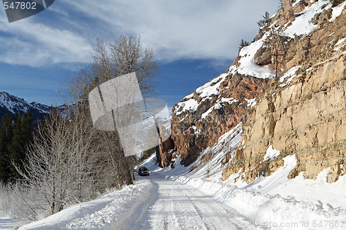 Image of mountain road in winter