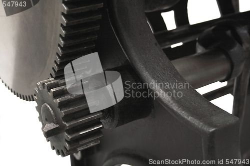 Image of letterpress gears close up