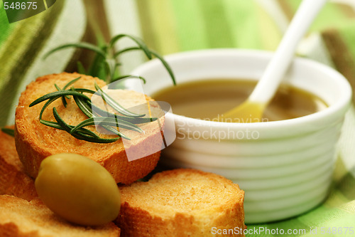 Image of baguette and olive oil