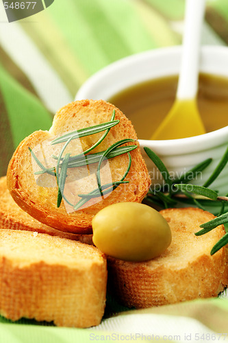 Image of baguette and olive oil