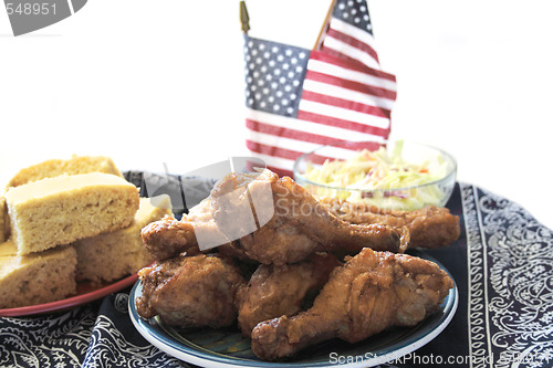 Image of fried chicken with cornbread